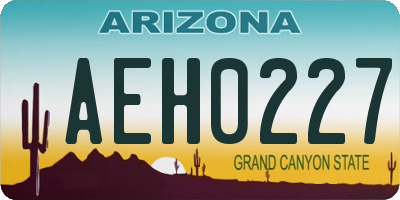 AZ license plate AEH0227