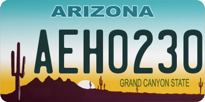 AZ license plate AEH0230