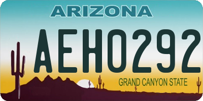 AZ license plate AEH0292