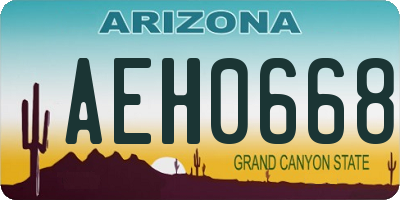 AZ license plate AEH0668