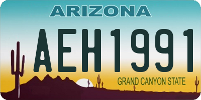 AZ license plate AEH1991