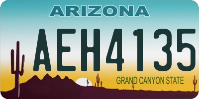 AZ license plate AEH4135