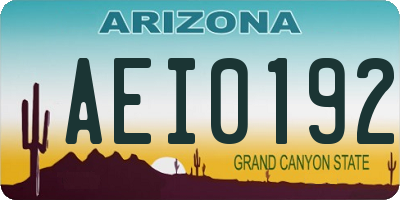 AZ license plate AEI0192