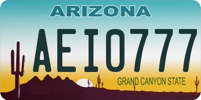 AZ license plate AEI0777