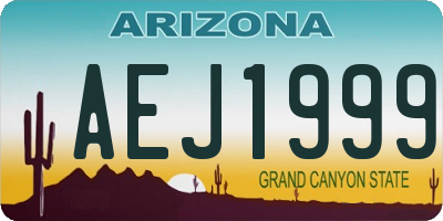AZ license plate AEJ1999