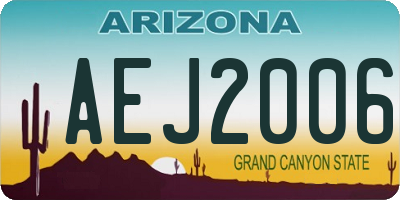 AZ license plate AEJ2006