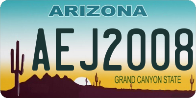 AZ license plate AEJ2008