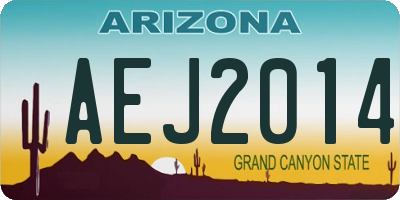 AZ license plate AEJ2014