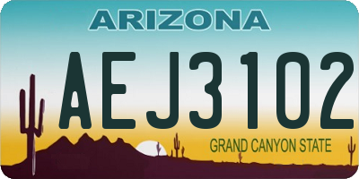 AZ license plate AEJ3102