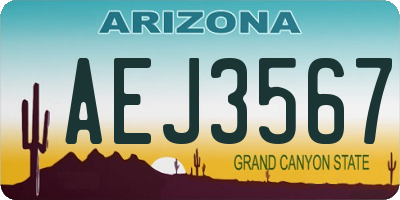 AZ license plate AEJ3567