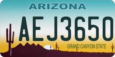 AZ license plate AEJ3650