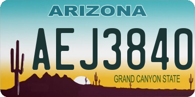 AZ license plate AEJ3840