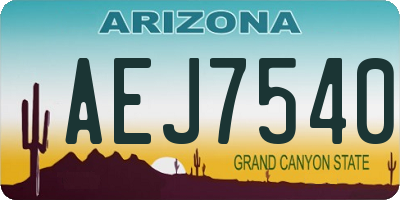 AZ license plate AEJ7540
