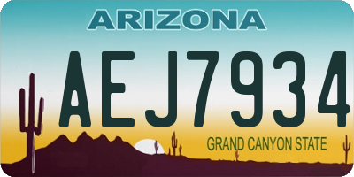 AZ license plate AEJ7934
