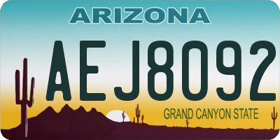 AZ license plate AEJ8092