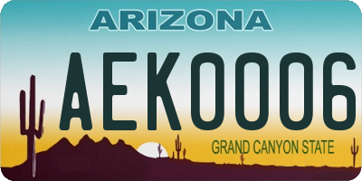AZ license plate AEK0006
