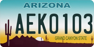 AZ license plate AEK0103