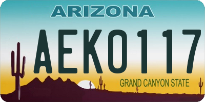 AZ license plate AEK0117