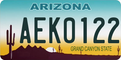 AZ license plate AEK0122
