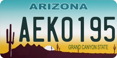 AZ license plate AEK0195