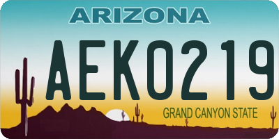 AZ license plate AEK0219