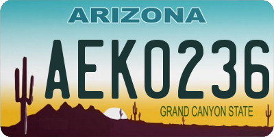 AZ license plate AEK0236