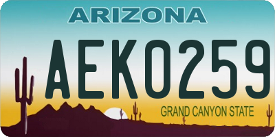 AZ license plate AEK0259