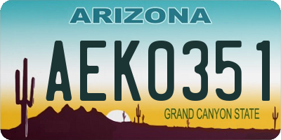 AZ license plate AEK0351