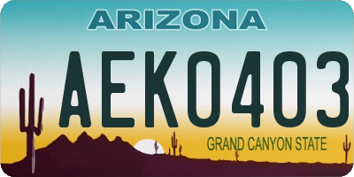 AZ license plate AEK0403