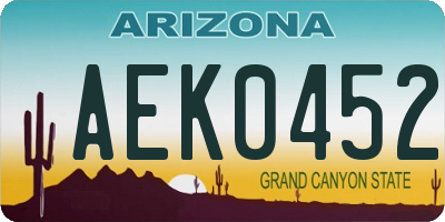 AZ license plate AEK0452