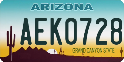 AZ license plate AEK0728