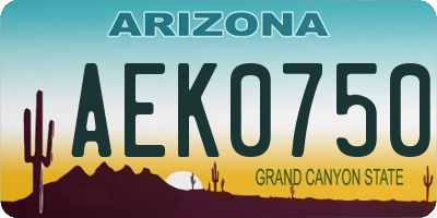 AZ license plate AEK0750