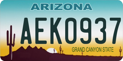AZ license plate AEK0937
