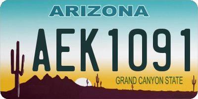 AZ license plate AEK1091