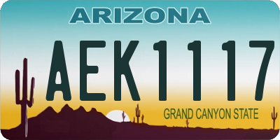 AZ license plate AEK1117