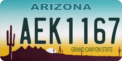 AZ license plate AEK1167