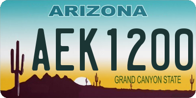 AZ license plate AEK1200