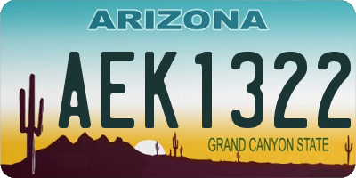 AZ license plate AEK1322