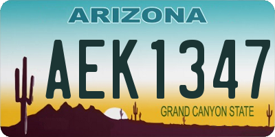 AZ license plate AEK1347
