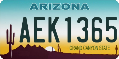AZ license plate AEK1365
