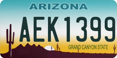 AZ license plate AEK1399