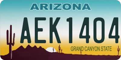 AZ license plate AEK1404