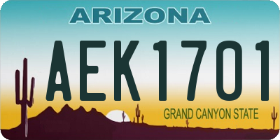 AZ license plate AEK1701