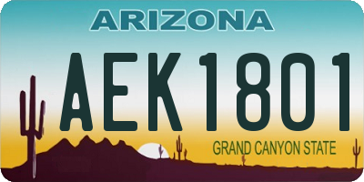 AZ license plate AEK1801