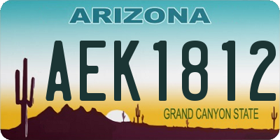 AZ license plate AEK1812