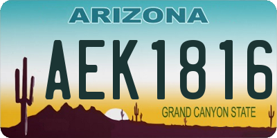 AZ license plate AEK1816