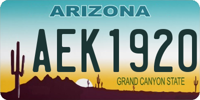AZ license plate AEK1920