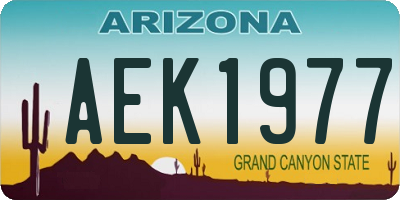AZ license plate AEK1977