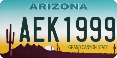 AZ license plate AEK1999