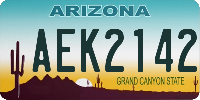 AZ license plate AEK2142